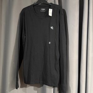 Express lion logo black crew neck Long Sleeve Men's Tee